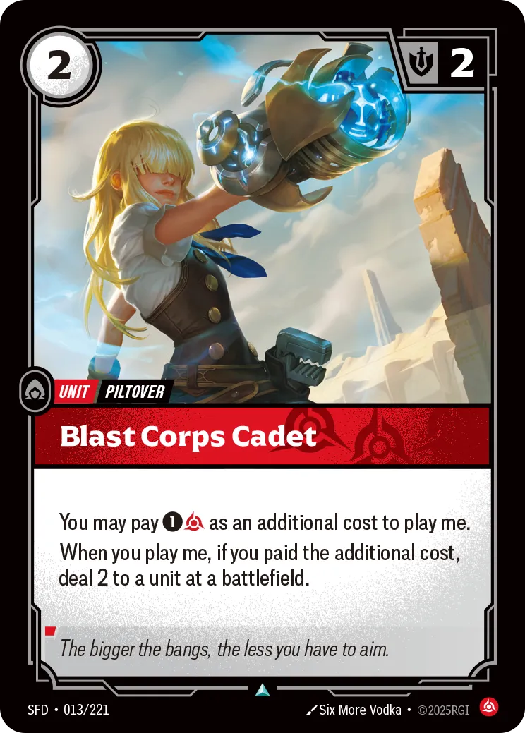 front of card Blast Corps Cadet [Organized Play Promos] 