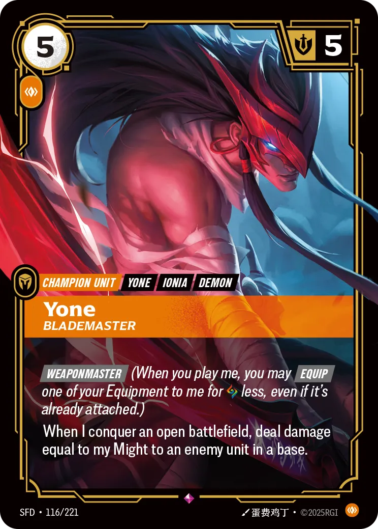 front of card Yone - Blademaster [Organized Play Promos] 