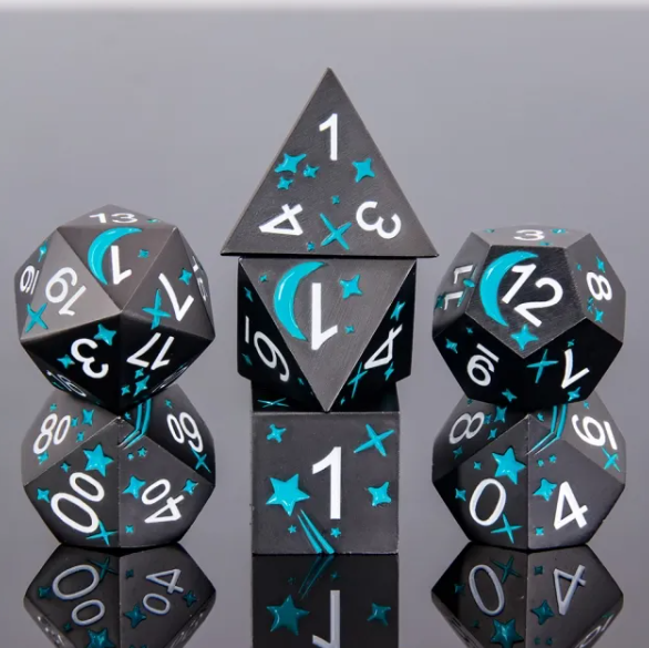 Metal Polyhedral Dice Set - Planetary Teal (7pc)