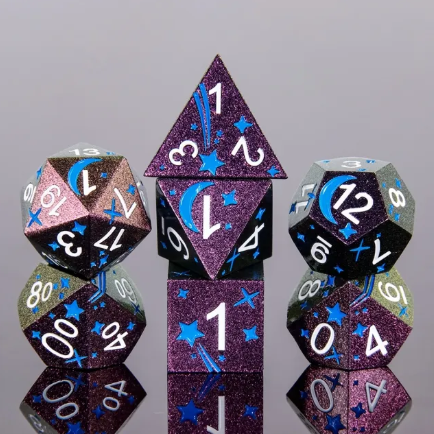 Metal Polyhedral Dice Set - Dark Knight Comet (7pc)