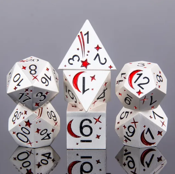 Metal Polyhedral Dice Set - Red Comet (7pc)