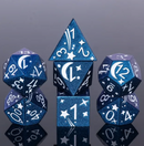 Metal Polyhedral Dice Set - Blue Galaxy Comet (7pc)