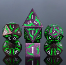 Metal Polyhedral Dice Set - Green Light Dagger (7pc)