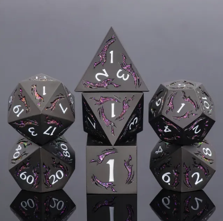 Metal Polyhedral Dice Set - Wind-Magic Dagger (7pc)