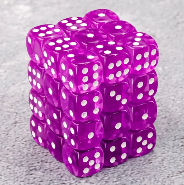 HD Dice 12mm d6 Dice Set - Translucent Purple (36pc)