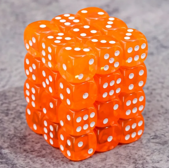 HD Dice 12mm d6 Dice Set - Translucent Orange (36pc)