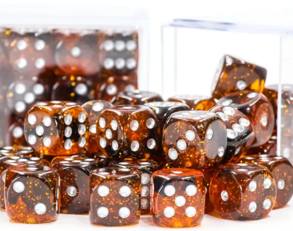 HD Dice 12mm d6 Dice Set - Glittery Orange & Black (36pc)