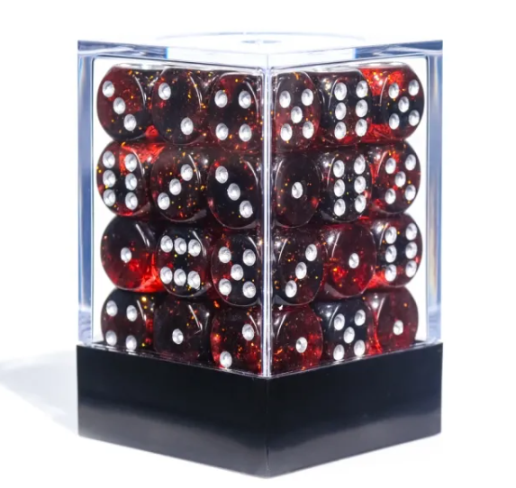 HD Dice 12mm d6 Dice Set - Glittery Red & Black (36pc)