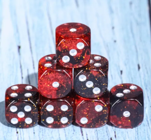 HD Dice 12mm d6 Dice Set - Glittery Red & Black (36pc)