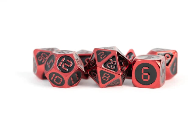 Metallic Dice Games - Digial Digits: Red w/ Black Enamel - 16mm Metal Dice Set