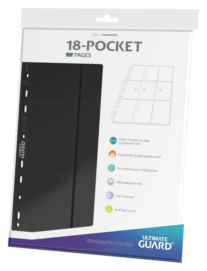 Ultimate Guard: 18-Pocket Side Loading Binder Pages (10 pages) - Black