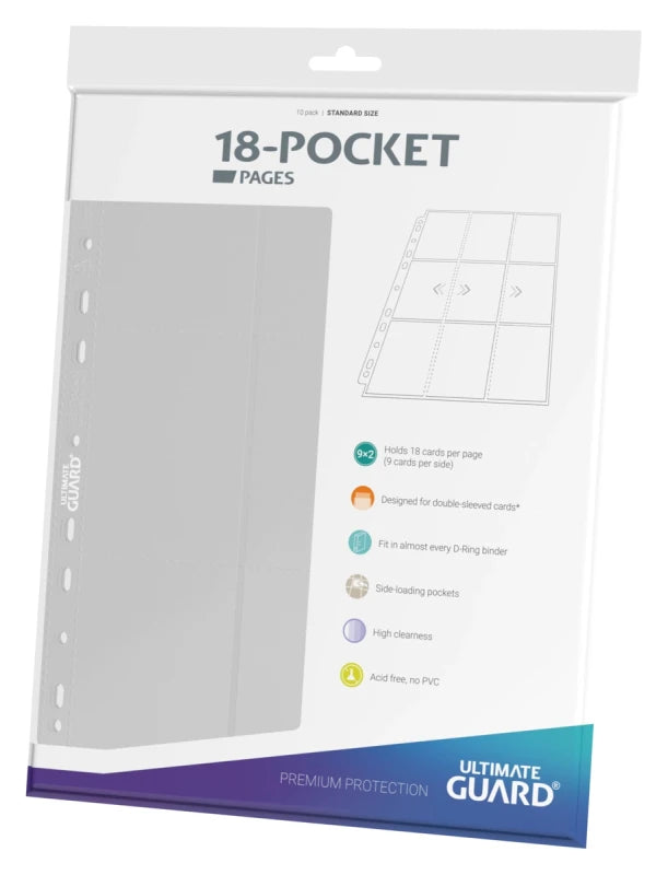 Ultimate Guard: 18-Pocket Side Loading Binder Pages (10 pages) - White
