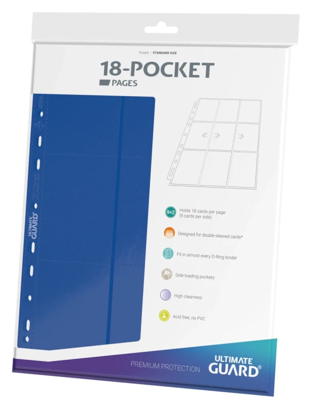 Ultimate Guard: 18-Pocket Side Loading Binder Pages (10 pages) - Blue