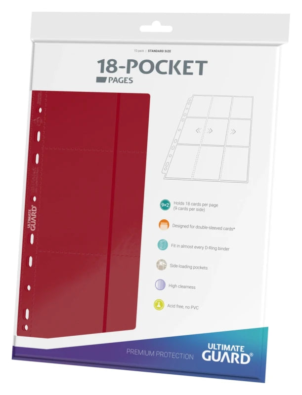 Ultimate Guard: 18-Pocket Side Loading Binder Pages (10 pages) - Red
