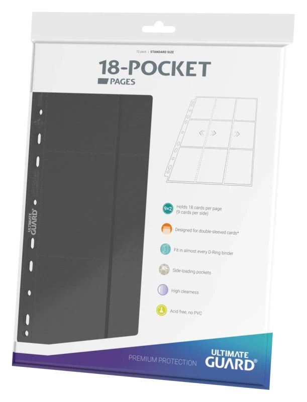 Ultimate Guard: 18-Pocket Side Loading Binder Pages (10 pages) - Grey