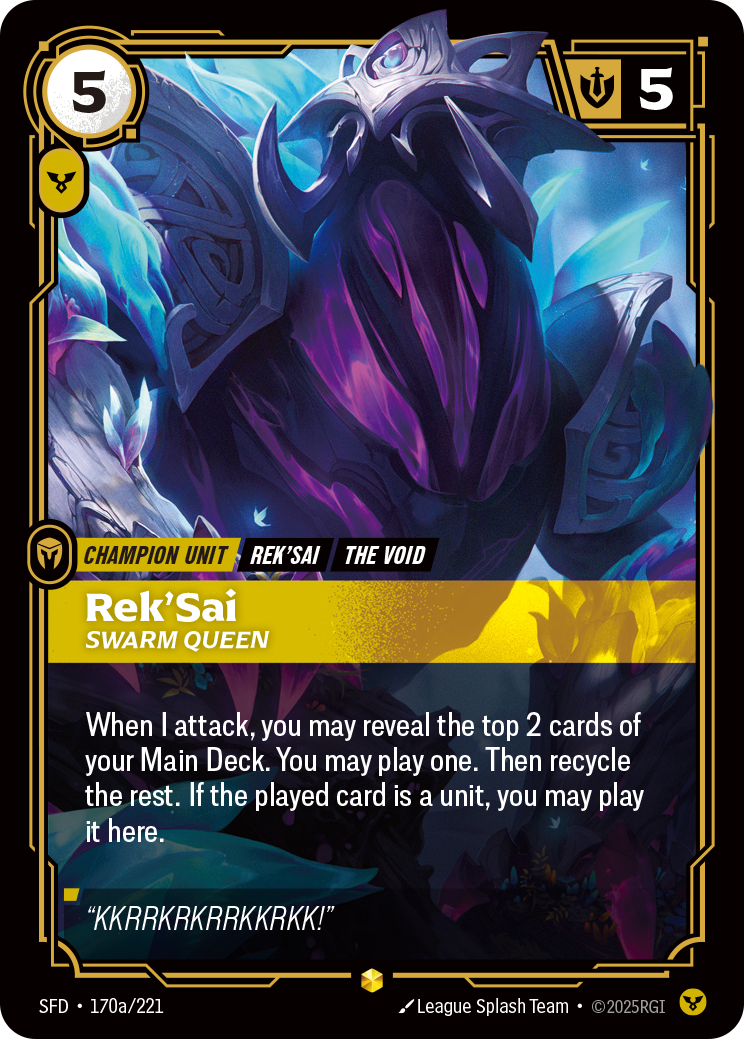 front of card Rek'Sai, Swarm Queen (Alternate Art) [Spiritforged] 170a/221