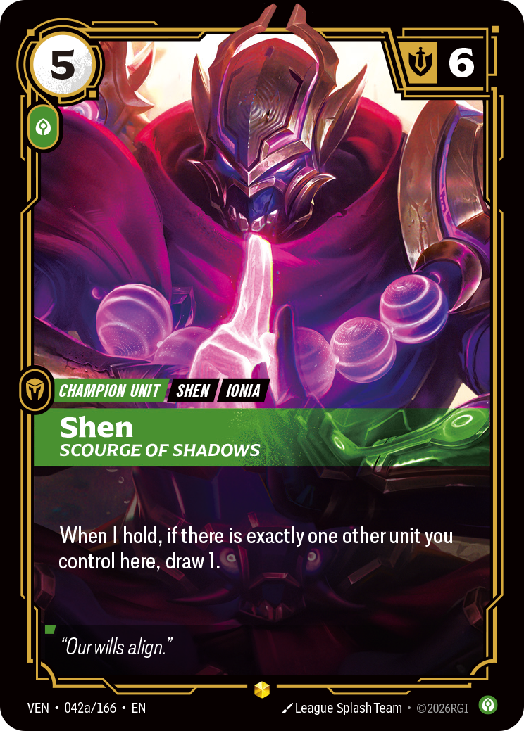 front of card Shen, Scourge of Shadows (Alternate Art) [Vendetta] 042a/166