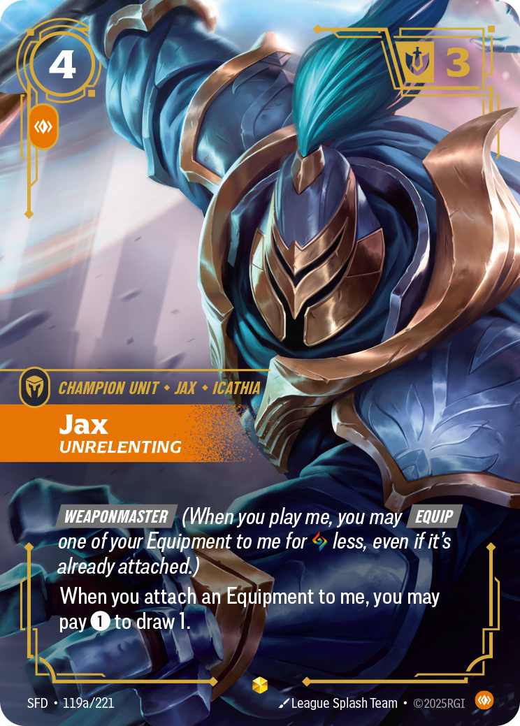 front of card Jax, Unrelenting (Alternate Art) [Spiritforged] 119a/221