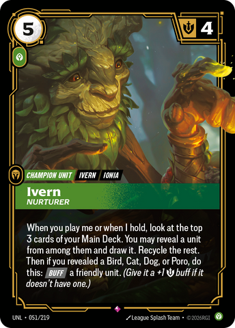 front of card Ivern, Nurturer [Unleashed] 051/219