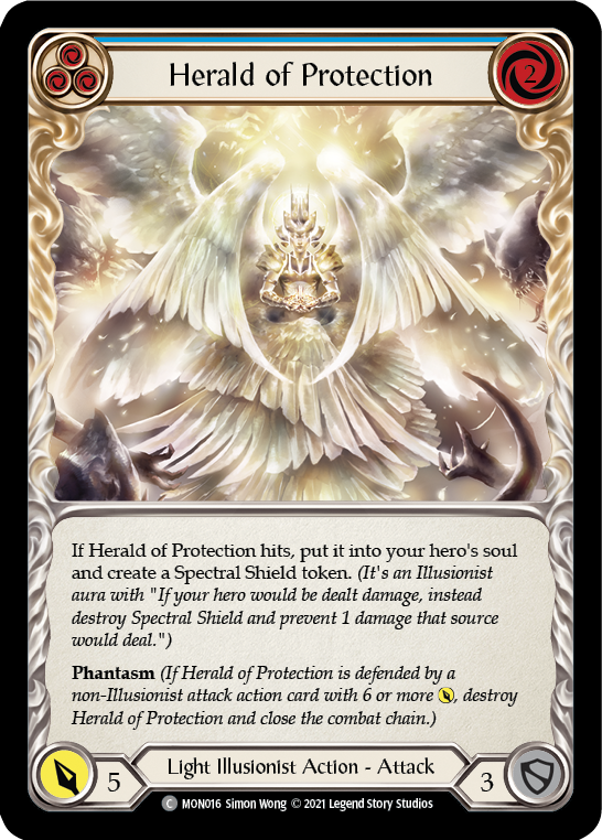 Herald of Protection (Blue) [MON016-RF] (Monarch) 1st Edition Rainbow Foil