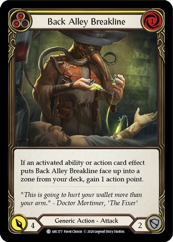 Back Alley Breakline (Yellow) [U-ARC177] (Arcane Rising Unlimited) Unlimited Rainbow Foil