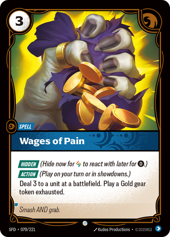 front of card Wages of Pain [Spiritforged] 070/221