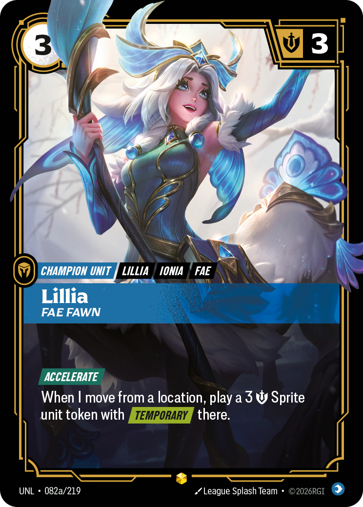 front of card Lillia, Fae Fawn (Alternate Art) [Unleashed] 082a/219
