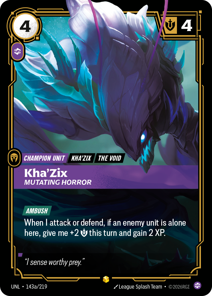 front of card Kha'Zix, Mutating Horror (Alternate Art) [Unleashed] 143a/219
