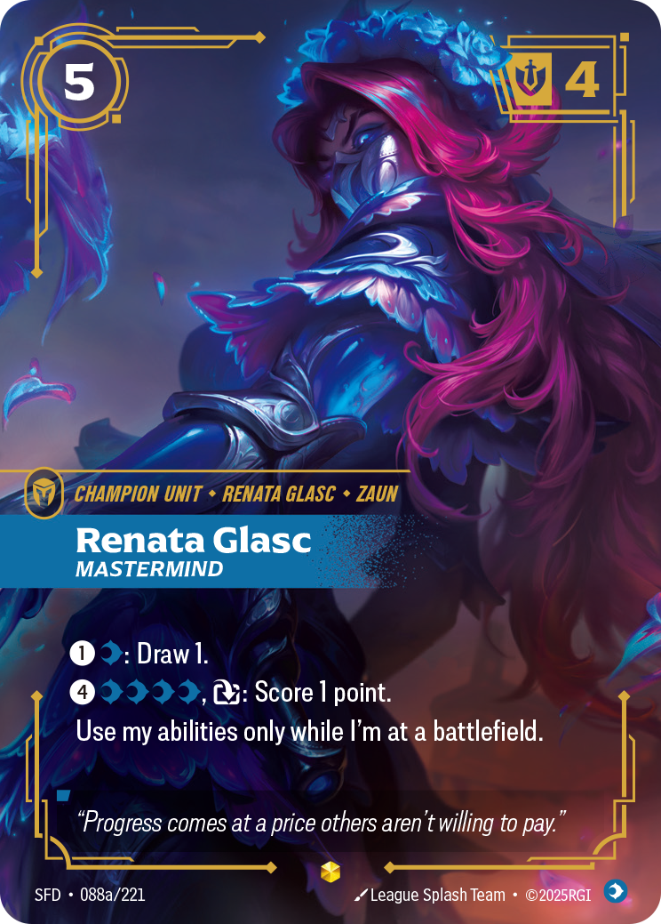 front of card Renata Glasc, Mastermind (Alternate Art) [Spiritforged] 088a/221