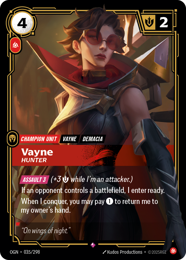 front of card Vayne, Hunter [Origins]