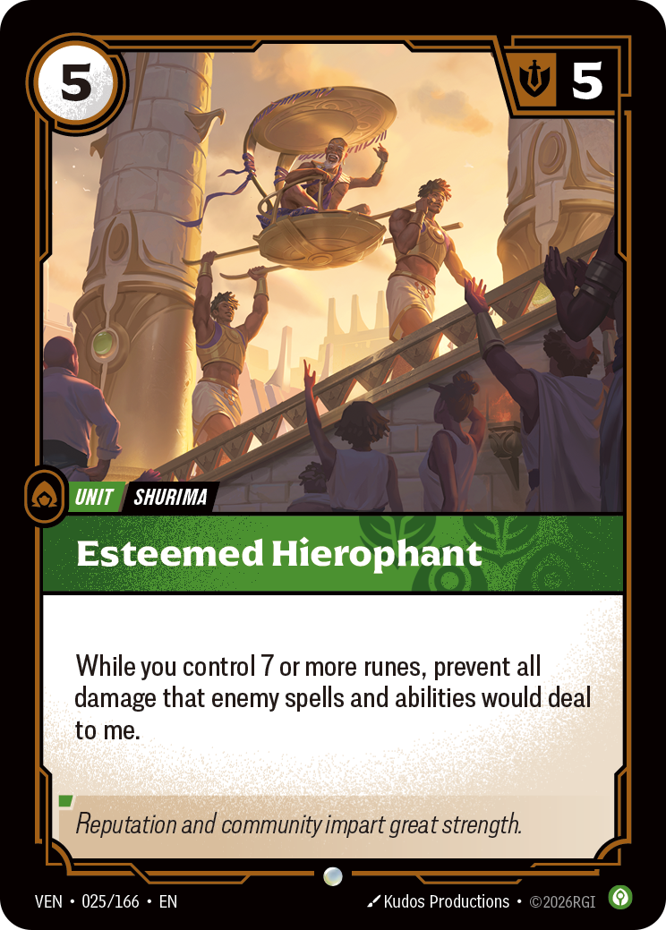 front of card Esteemed Hierophant [Vendetta] 025/166