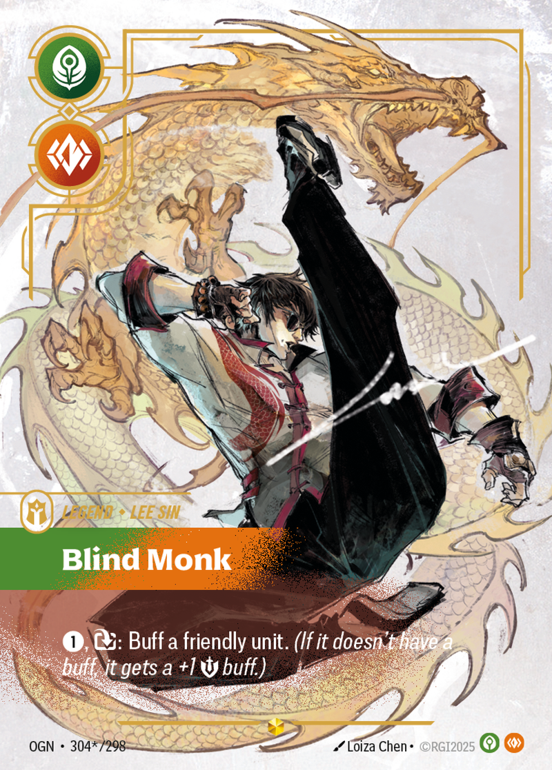front of card Lee Sin, Blind Monk (Overnumbered) (Signature) [Origins]