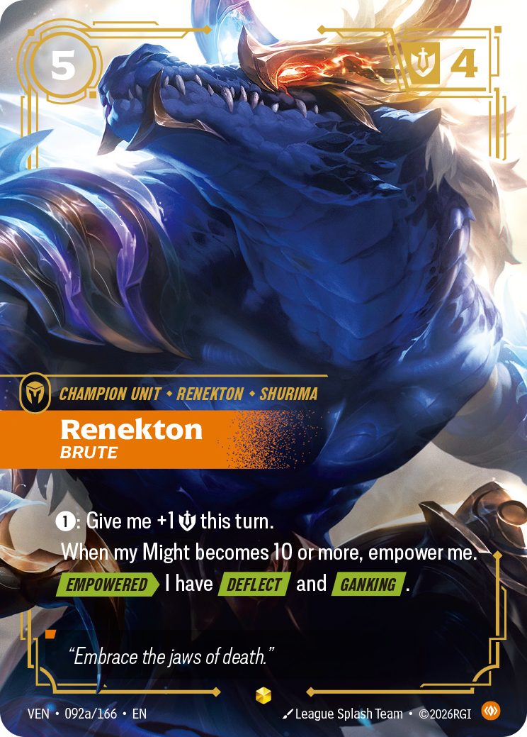 front of card Renekton, Brute (Alternate Art) [Vendetta] 092a/166