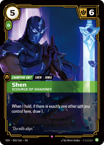 front of card Shen, Scourge of Shadows [Vendetta] 042/166