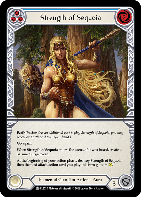 Strength of Sequoia (Blue) [ELE030] (Tales of Aria) 1st Edition Rainbow Foil