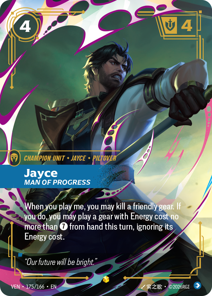 front of card Jayce, Man of Progress (Overnumbered) [Vendetta] 175/166