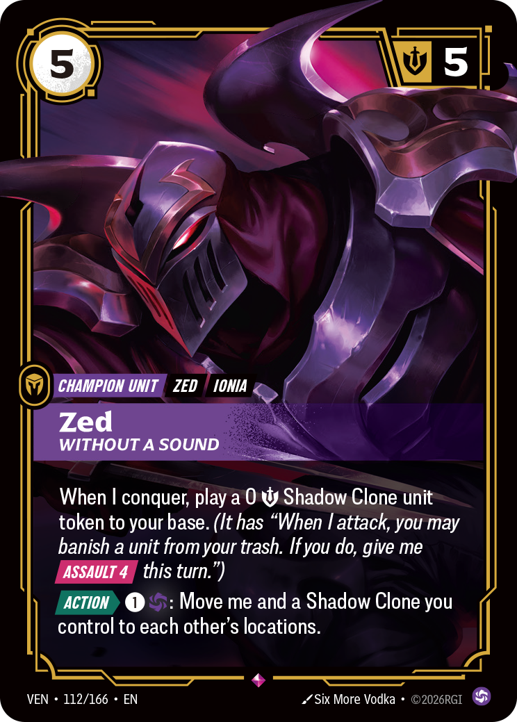 front of card Zed, Without a Sound [Vendetta] 112/166