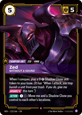 front of card Zed, Without a Sound [Vendetta] 112/166