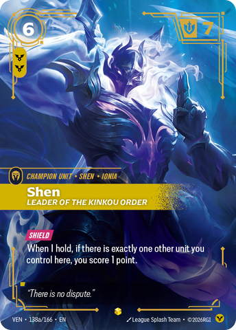 front of card Shen, Leader of the Kinkou Order (Alternate Art) [Vendetta] 138a/166