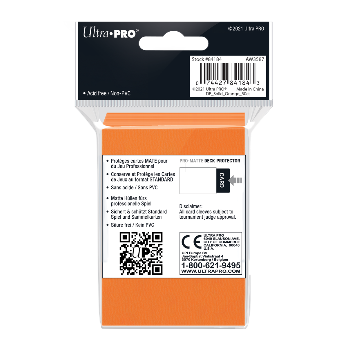 Ultra PRO: Standard 50ct Sleeves - PRO-Matte (Orange)