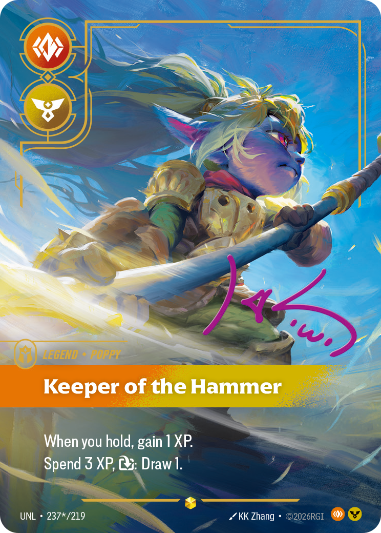 front of card Poppy, Keeper of the Hammer (Overnumbered) (Signature) [Unleashed] 237*/219