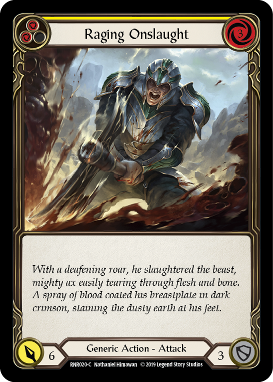Raging Onslaught (Yellow) [RNR020-C] (Rhinar Hero Deck) 1st Edition Normal