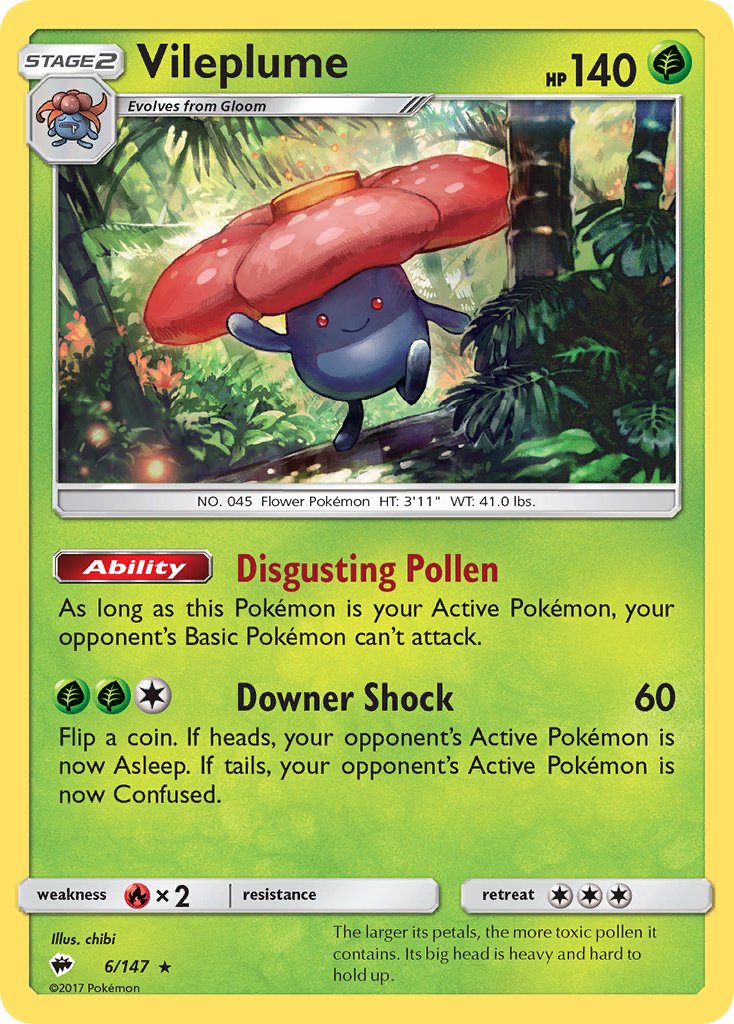 Vileplume (6/147) (Prerelease Kit Exclusive) (Sun & Moon: Burning Shadows) [Theme Deck Exclusive]