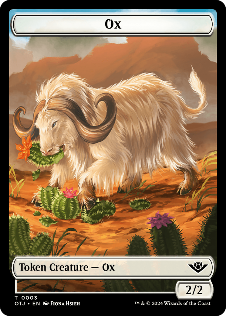 Zombie // Ox Double-Sided Token [Outlaws of Thunder Junction Commander Tokens]