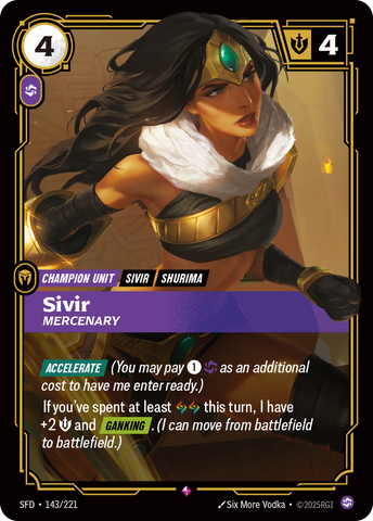 front of card Sivir, Mercenary [Spiritforged] 143/221