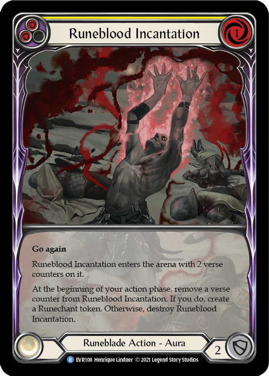 Runeblood Incantation (Yellow) [EVR108] (Everfest) 1st Edition Extended Art Rainbow Foil