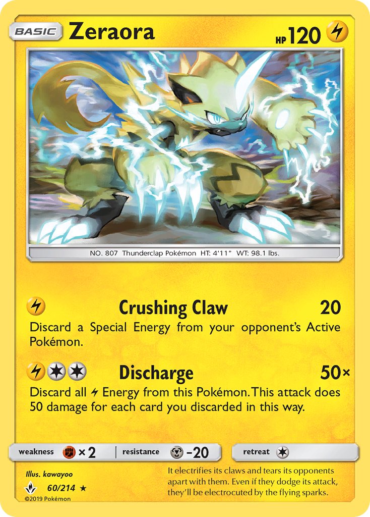 Zeraora (60/214) (Cracked Ice Holo) (Sun & Moon: Unbroken Bonds) [Theme Deck Exclusive]