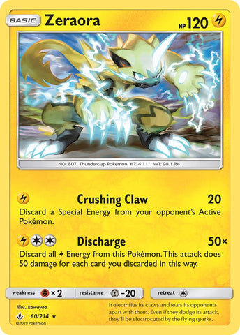 Zeraora (60/214) (Cracked Ice Holo) (Sun & Moon: Unbroken Bonds) [Theme Deck Exclusive]