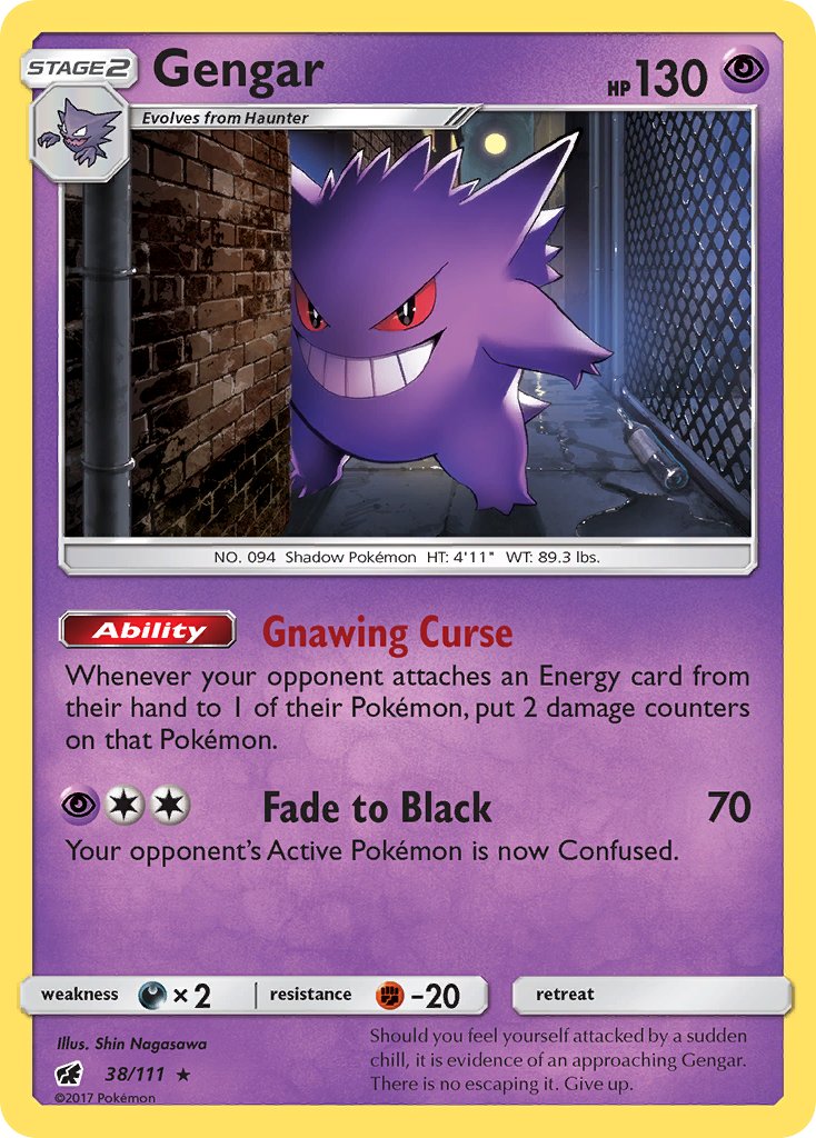Gengar (38/111) (Prerelease Kit Exclusive) (Sun & Moon: Crimson Invasion) [Theme Deck Exclusive]