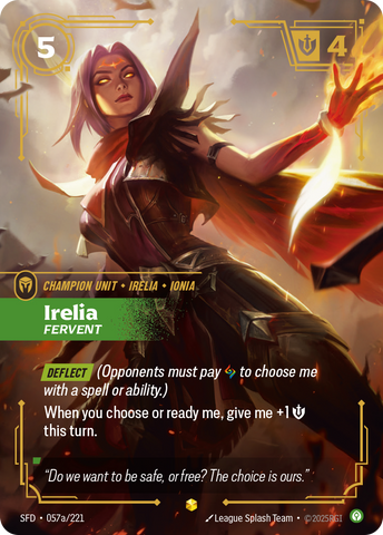 front of card Irelia, Fervent (Alternate Art) [Spiritforged] 057a/221